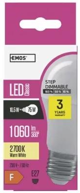 EMOS Postupne stmievateľná LED žiarovka, E27, A60, 11,5 W, 1060 lm, teplá biela