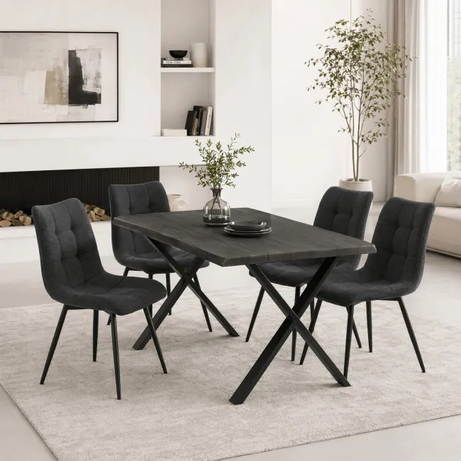 Jedálenský stôl 180x90 cm HT-F4318 GREY sivý dub / čierne nohy