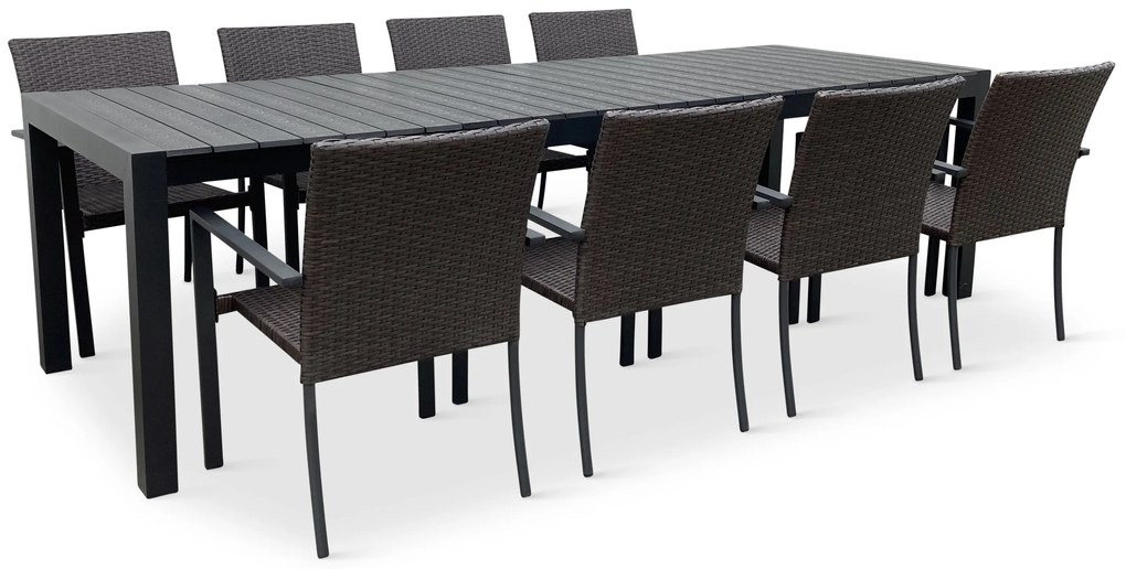 Záhradný jedálenský set Grande Pasto + 8x ratanová stolička Wicker Pat