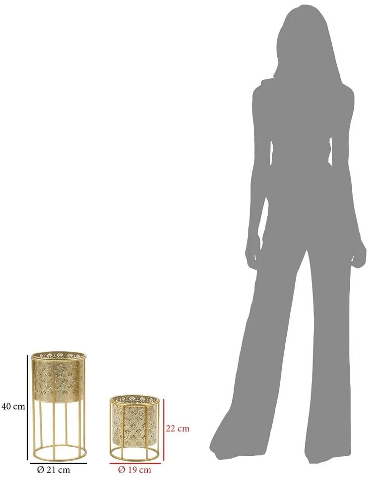 Súprava 2 stojanov na kvetináč v zlatej farbe Mauro Ferretti Golvy, výška 40 cm