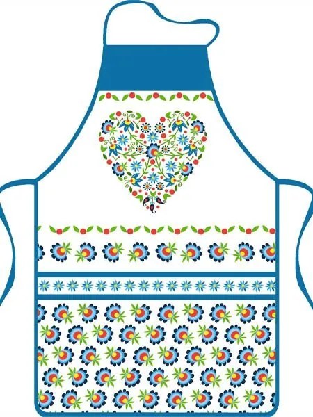 B-1 FOLK BLUE HEART sada chňapka so zásterou