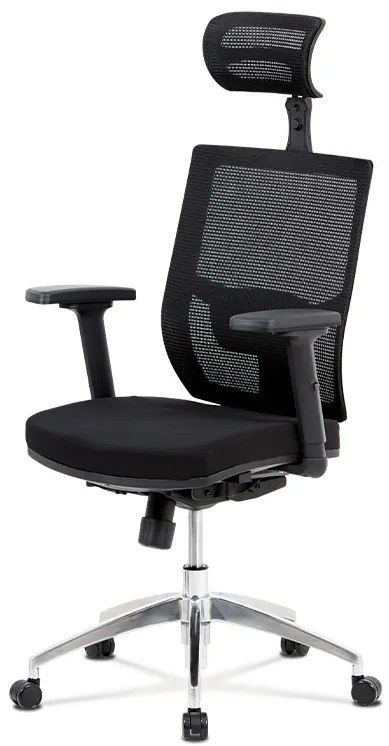 Kancelárska ergonomická stolička SUPERMAX — čierna, s bedrovou opierkou aj podhlavníkom