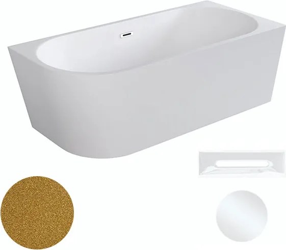 Besco Akrylátová voľne stojaca rohová vaňa Zoya Glam Z 150x75 (170x80) biela/zlatá BESCO-Typ výpuste: Click-Clack s prepadom, grafit, BESCO-Rozmery: …