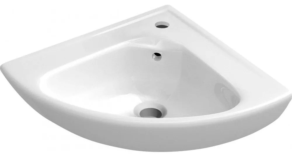 VILLEROY &amp; BOCH O.novo Compact rohové závesné umývadielko s otvorom, s prepadom, 550 x 450 mm, biela alpská, s povrchom CeramicPlus, 732740R1