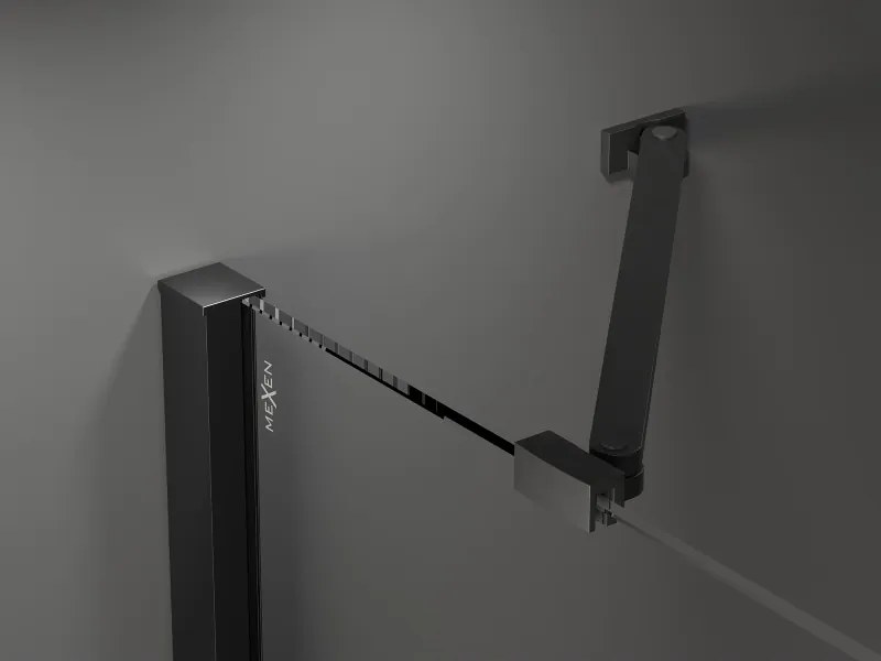 Mexen Velar Duo, posuvné sprchové dvere do otvoru 200 cm, 8mm sklo námraza, čierna matná, 871-200-000-32-70