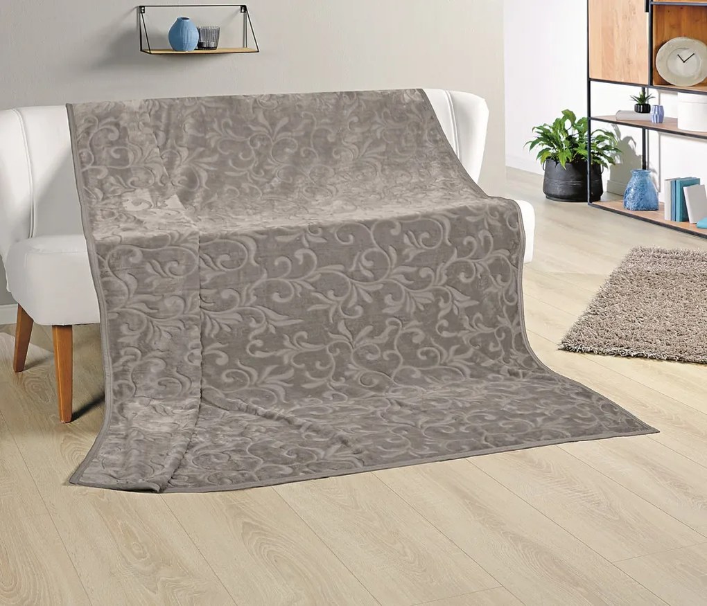 Deka Ornament XXL 180x220 cm, šedo-hnedá