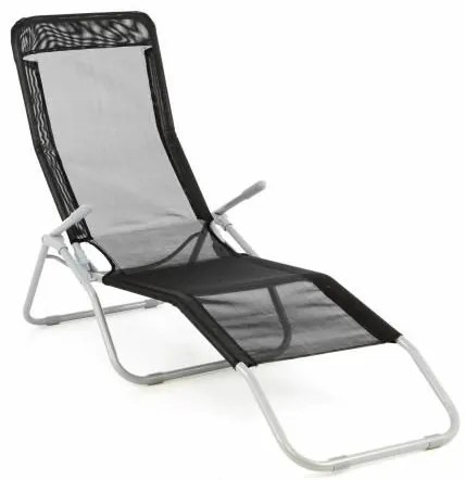 Garthen 40043 Záhradné ležadlo s čiernou textíliou - skladacie