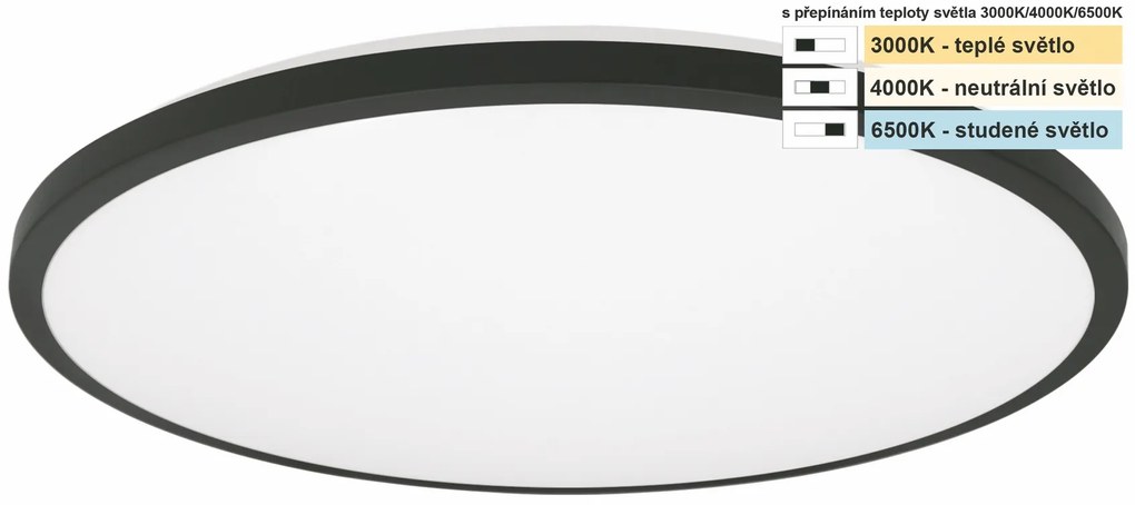 TOP LIGHT Svetlo stropné Onyx KM CCT, Biela-Čierna