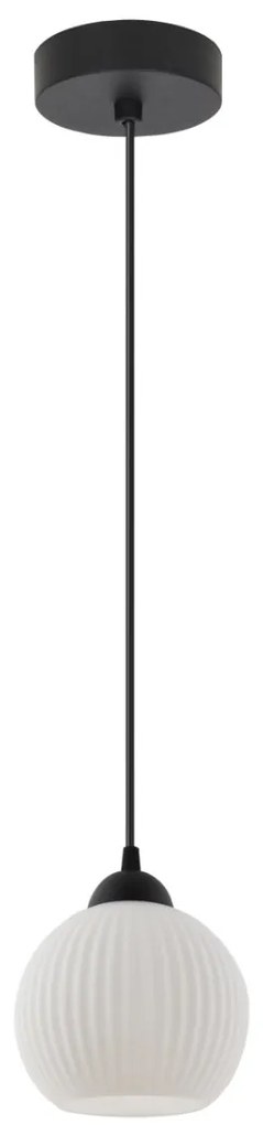 Závesné svietidlo Riffle Round, 1x biele sklenené tienidlo, b