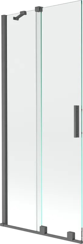 Mexen Velar, 2-krídlová posuvná vaňová zástena 85 x 150 cm, 8mm číre sklo, grafitový matný profil, 896-085-000-01-66