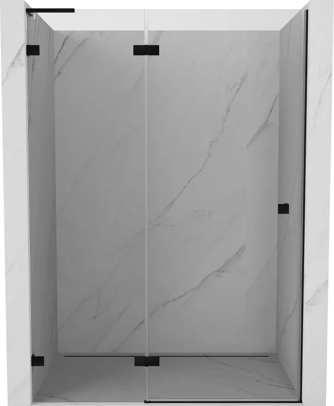 Mexen, Mexen Lunar L ľavé otočné sprchové dvere 140 cm, transparentné, čierne - 834L-140-000-70-00-L