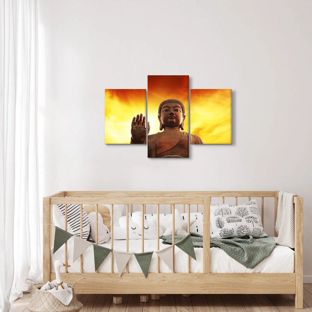 Obraz - Budha s červenožltým pozadím (90x60 cm)