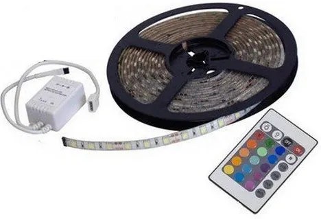 Optonica sada 5m RGB LED pásik vodeodolný 54 SMD3528/m, 4.8W/m, IP65 + zdroj + RGB ovládač
