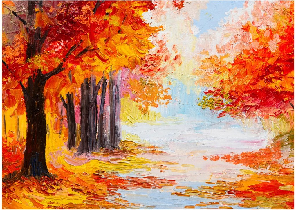 Obraz - Olejomaľba, farebná jeseň (70x50 cm)