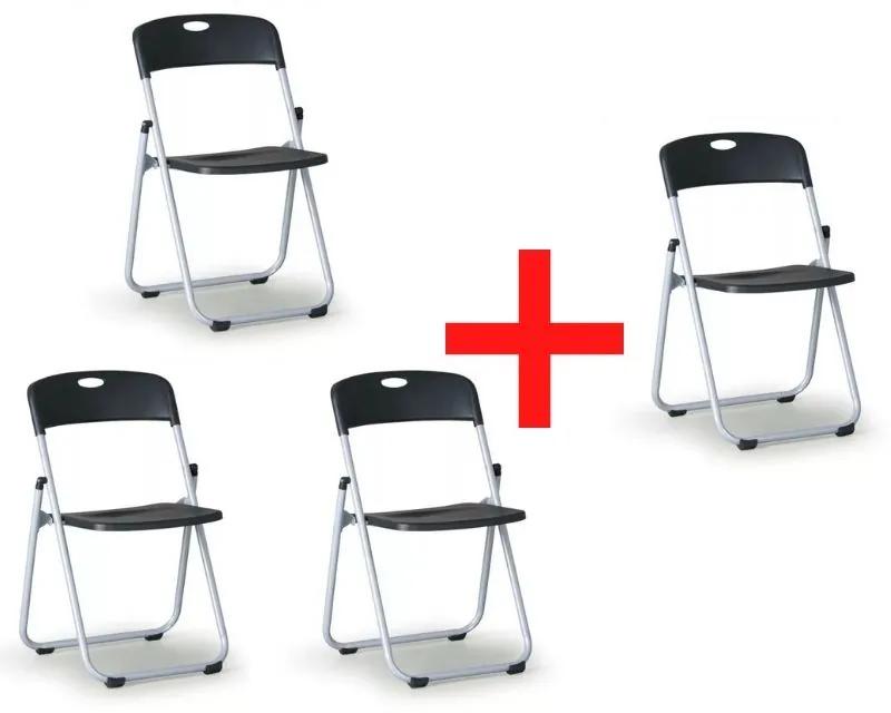 Skladacia stolička CLACK 3+1 ZADARMO, čierna