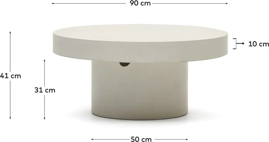 Betónový okrúhly záhradný odkladací stolík ø 90 cm Aiguablava – Kave Home
