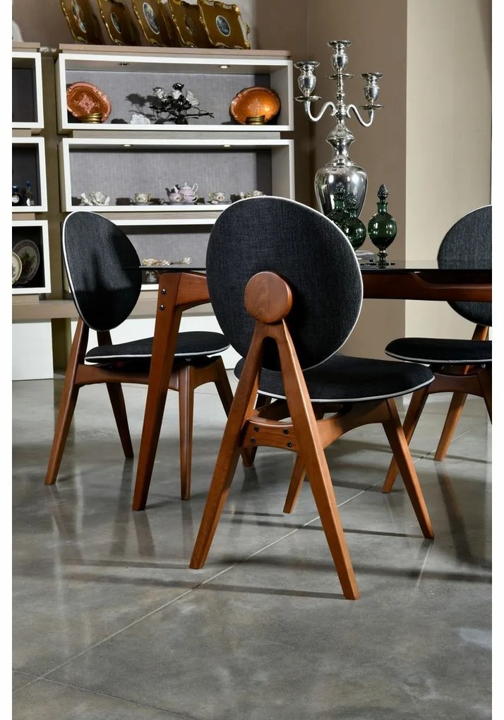 Súprava jedálenských stoličiek Touch Anthracite and Walnut, 2 ks