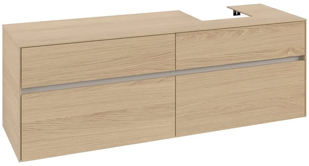 VILLEROY &amp; BOCH Collaro závesná skrinka pod umývadlo na dosku (umývadlo vpravo), 4 zásuvky, 1600 x 500 x 548 mm, Nordic Oak, C10600VJ