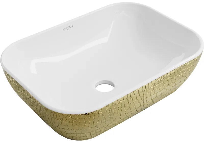 Mexen RITA umývadlo, 45x32 cm, zlatá-biela, 21084554