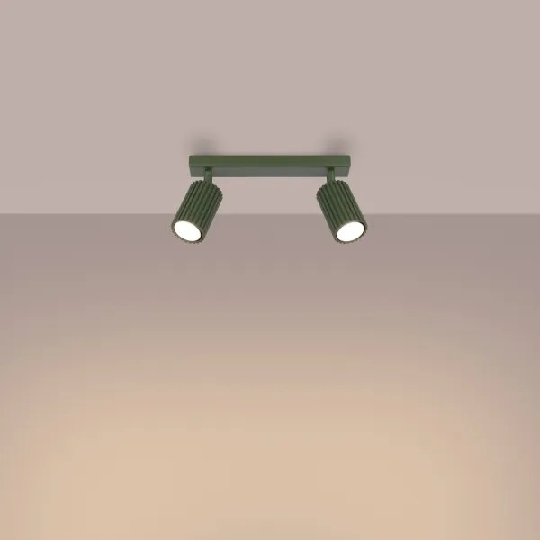 Sollux SL.1618 - Bodové svietidlo KARBON 2xGU10/10W/230V zelená