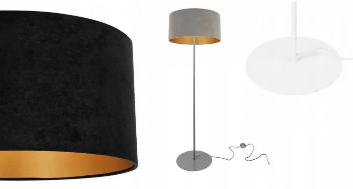 Štýlová stojaca lampa s velúrovým tienidlom MEDIOLAN