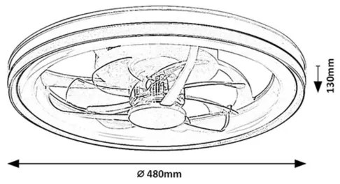 Rabalux 71335-LED Stm. str. sviet. s venti. FANRICIUS 40W/230V 3000/4000/6000K+DO