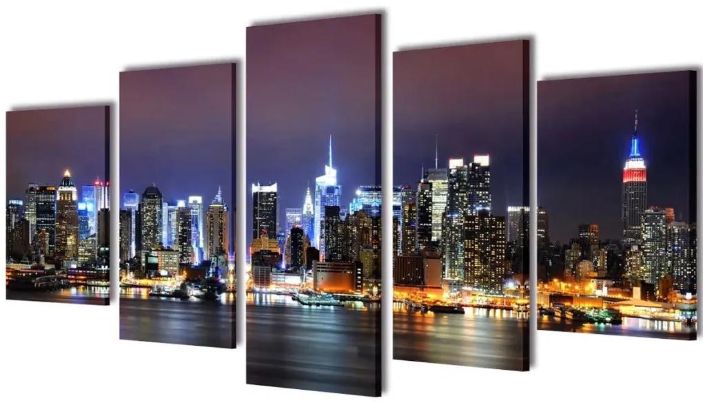 vidaXL Sada obrazov na stenu, motív farebná panoráma New Yorku 100 x 50 cm