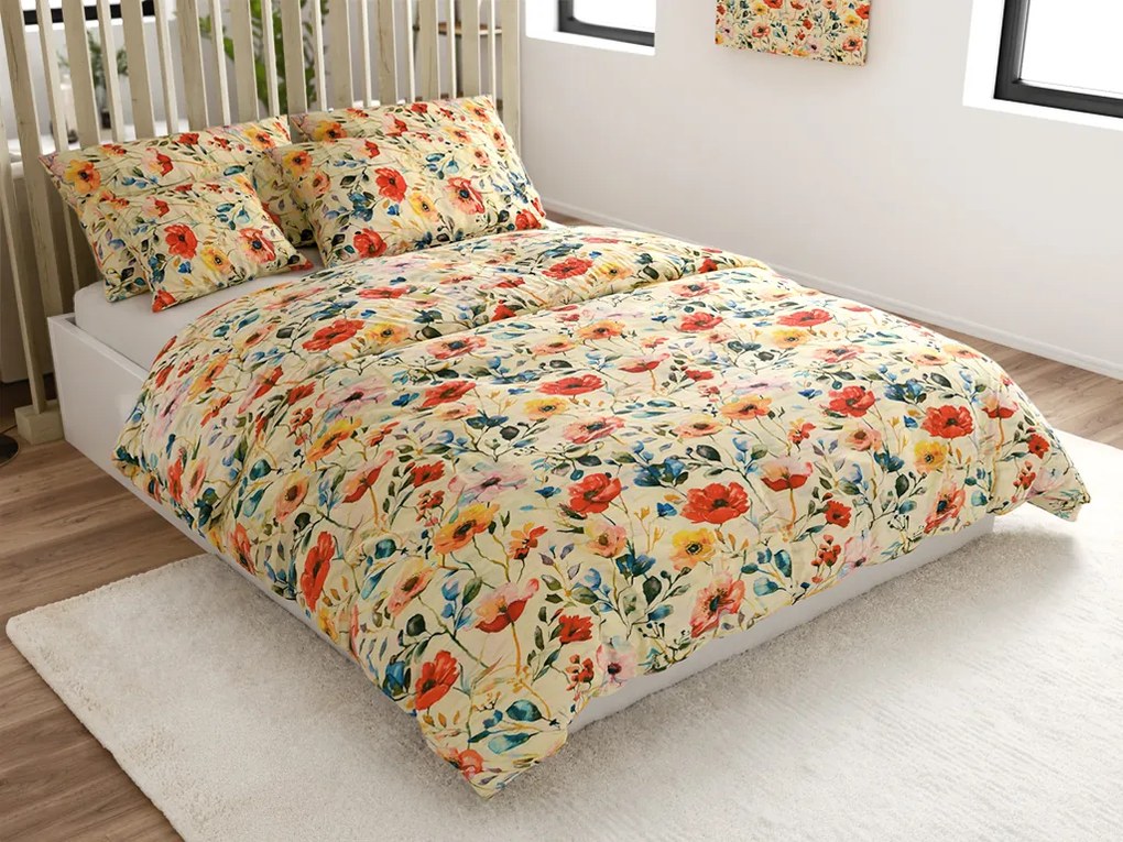 Krepové obliečky FLOREEN krémové Rozmer obliečky: 70 x 90 cm | 140 x 200 cm