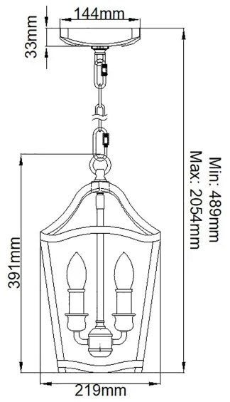 Feiss FE-YARMOUTH-3P - Luster na reťazi YARMOUTH 3xE14/60W/230V
