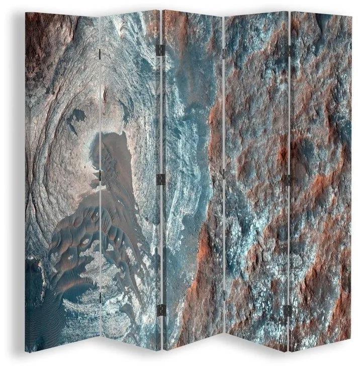 Ozdobný paraván, Abstraktní krajina z ptačí perspektivy - 180x170 cm, päťdielny, klasický paraván
