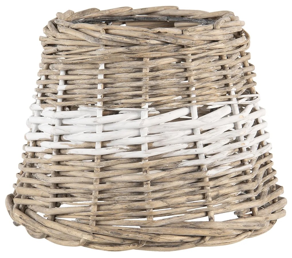 Hnedo biele prútené tienidlo na lampu - Ø 20 * 15 cm