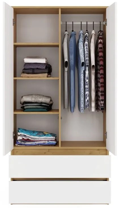 Šatníková skriňa MALWA I 90 cm dub artisan/biela