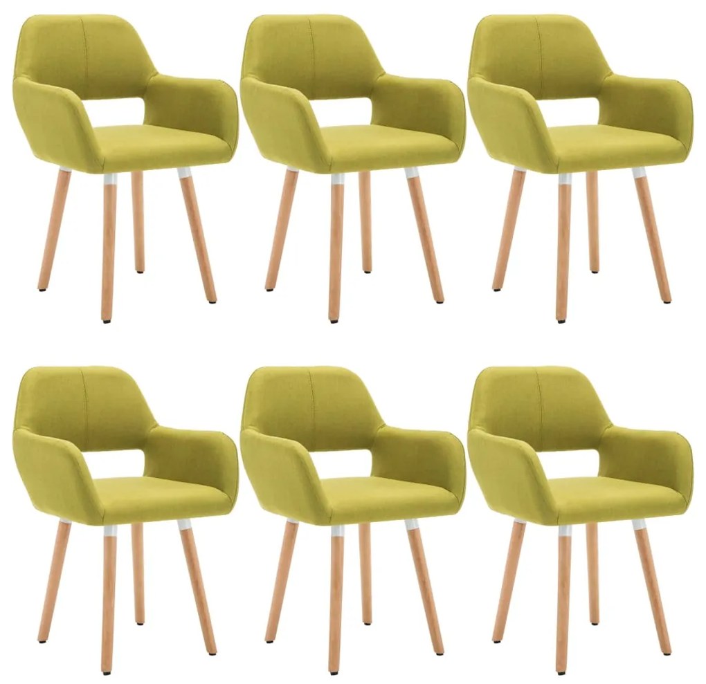 vidaXL Jedálenské stoličky 6 ks, zelené, látka