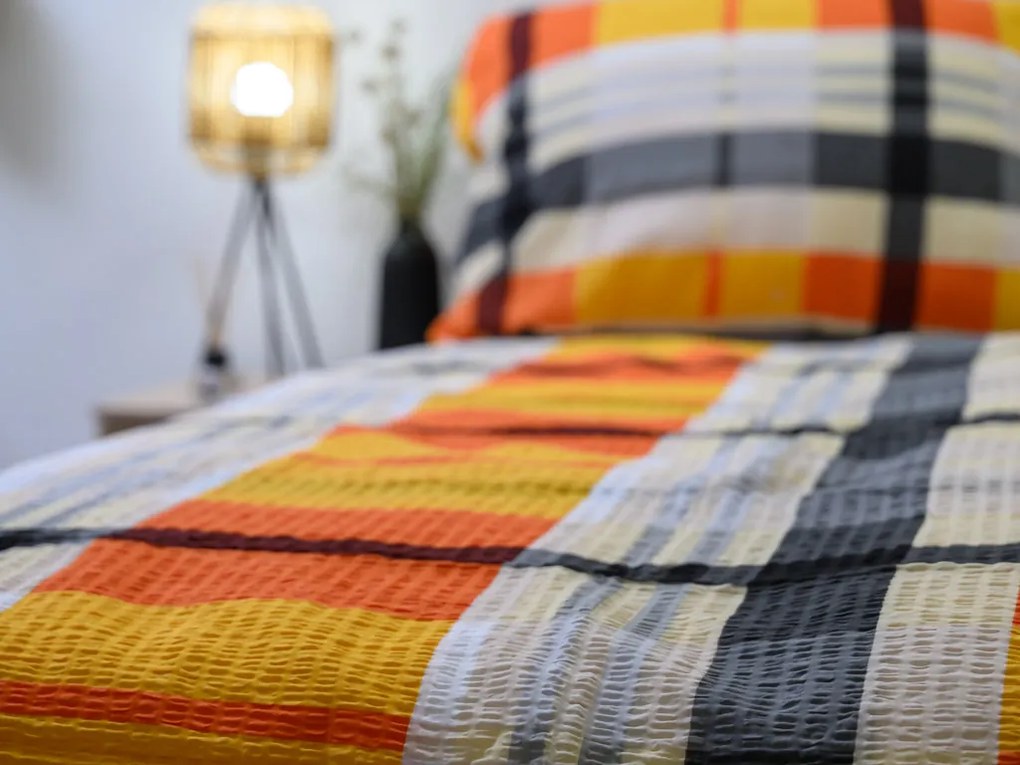 Krepové obliečky z Renforcé bavlny ORANGE KUBE farebné Rozmer obliečky: 70 x 90 cm | 140 x 200 cm