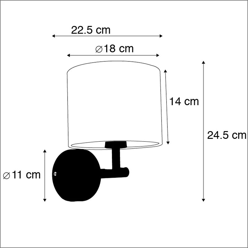 Klasická nástenná lampa zlatá s čiernym zamatovým tienidlom - Combi