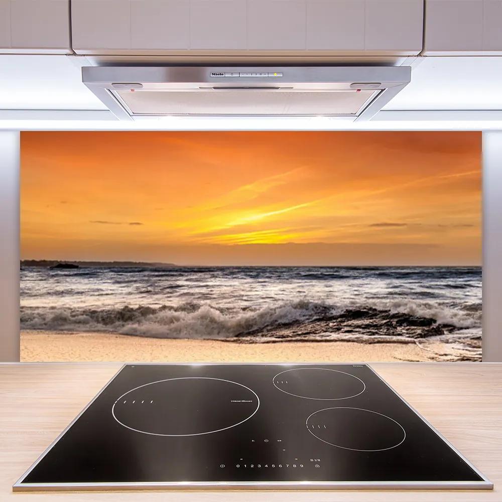 Sklenený obklad Do kuchyne More slnko vlny krajina 120x60 cm
