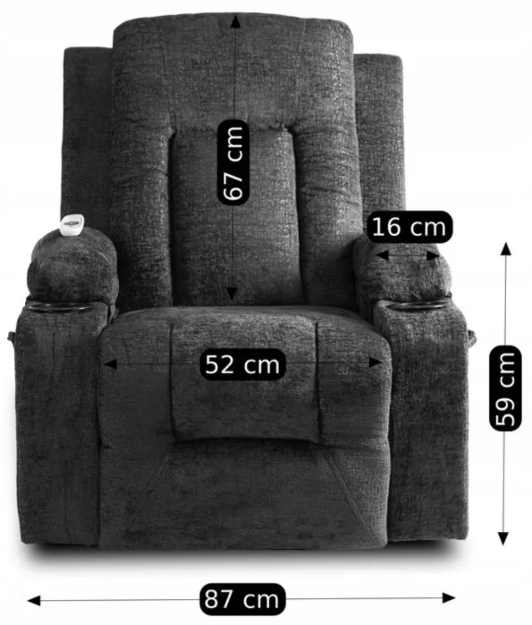 JAKS Masážne kreslo čierne mikroplyš Box