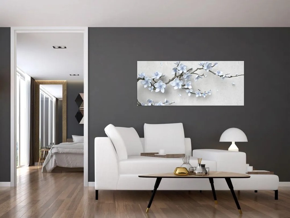 Obraz modrých kvetov (120x50 cm)
