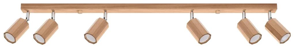 Bodové svietidlo Zeke, 6x drevené tienidlo, (možnosť polohovania)