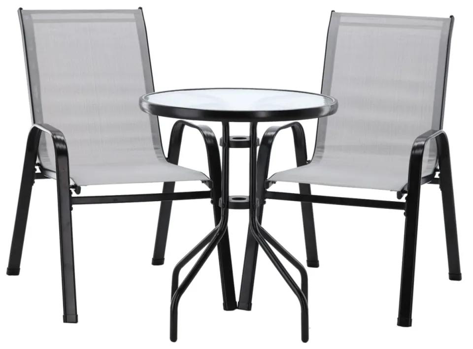 Zahradní sestava stolku a 2 židlí Diver šedá