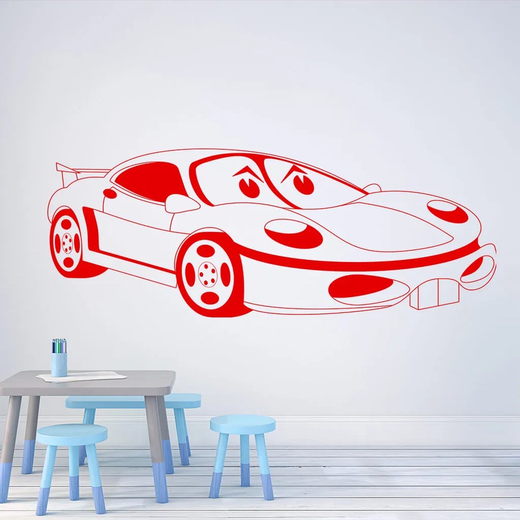 Veselá Stena Samolepka Detské autíčko Porsche Farba: růžová, Veľkosť: 60 x 27 cm