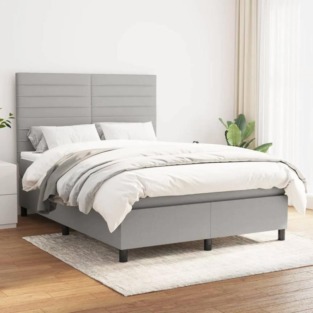 Boxspring posteľ s matracom bledosivý 140x190 cm látka 3141849