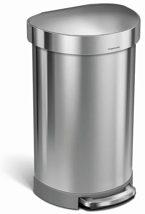 Pologuľatý pedálový kôš 45 l, matná oceľ, nerez