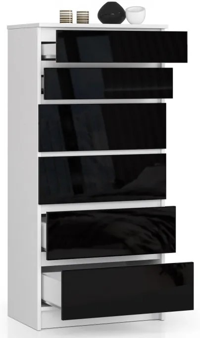Komoda K60 6SZ CLP čierna, lesk