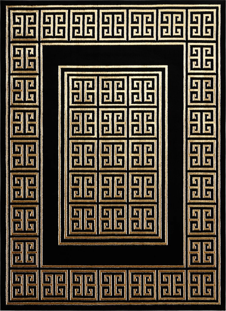 Dywany Łuszczów, Kusový koberec Allure 1968 black/gold, 200x290, čierna, kancelária