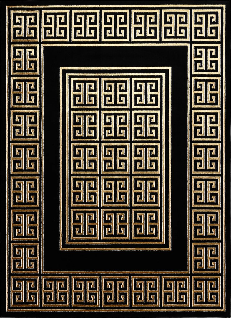 Dywany Łuszczów, Kusový koberec Allure 1968 black/gold, 240x330, čierna, kancelária