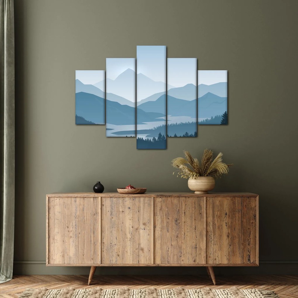 Obraz - Hory pohľadom grafika (150x105 cm)