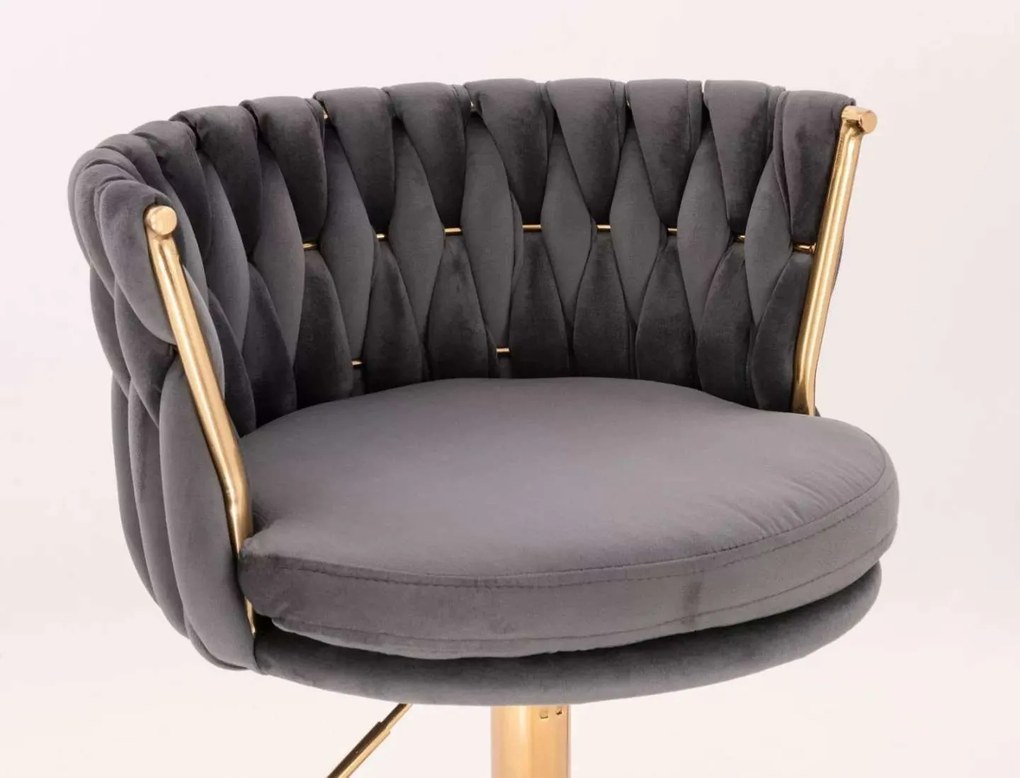 LuxuryForm DESIGN Stolička LYON VELUR na zlatej podstave s kolieskami - tmavosivá