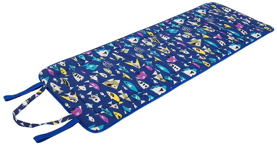 Plážové ležadlo v ruličke RYBKY 148x52 cm, čierno-biele