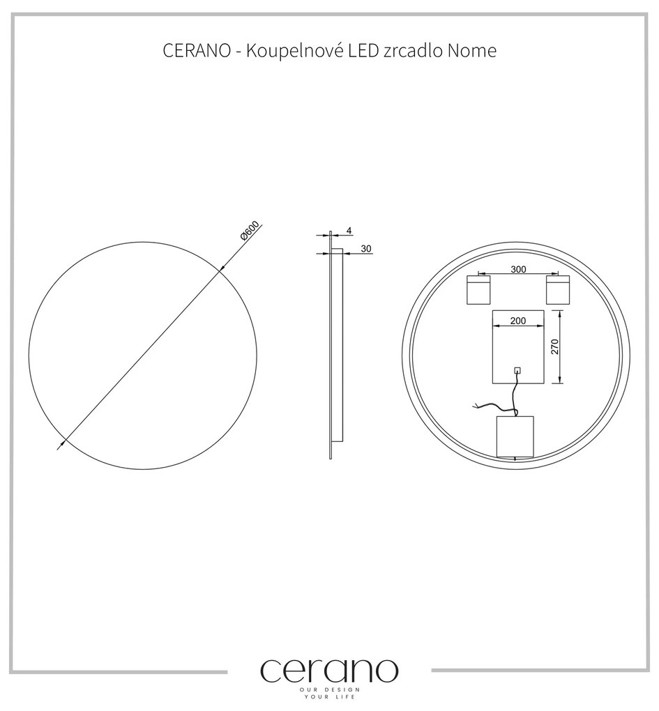 Cerano Nome, LED kúpeľňové zrkadlo Ø 60 cm, CER-CER-476729